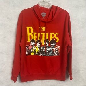 The Beatles Red Hoodie with Yellow Graphic